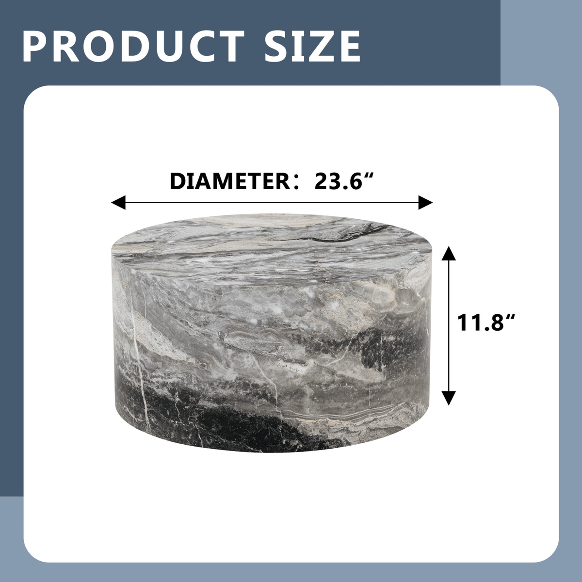 Simple Marble Texture Round MDF Coffee Table, Modern Minimalist Living Room - Mervyns