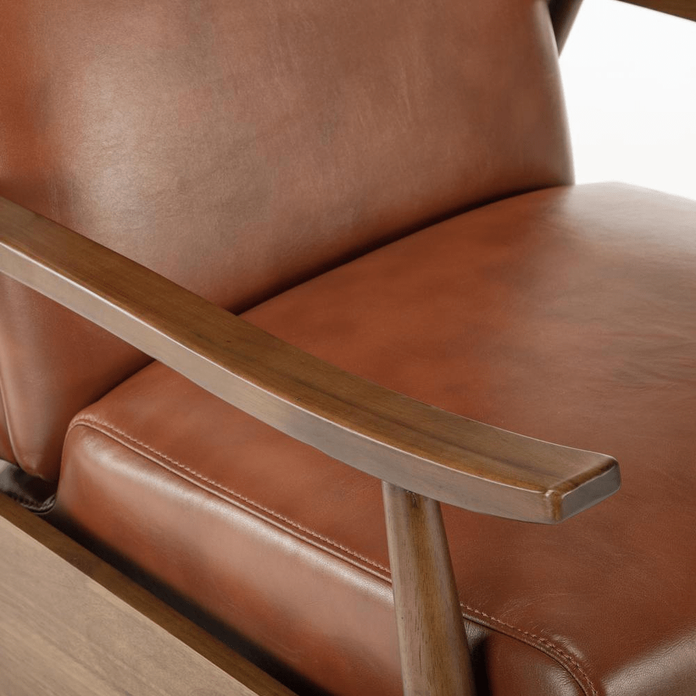 Solaris Wood Arm Push Back Recliner - Caramel - Mervyns