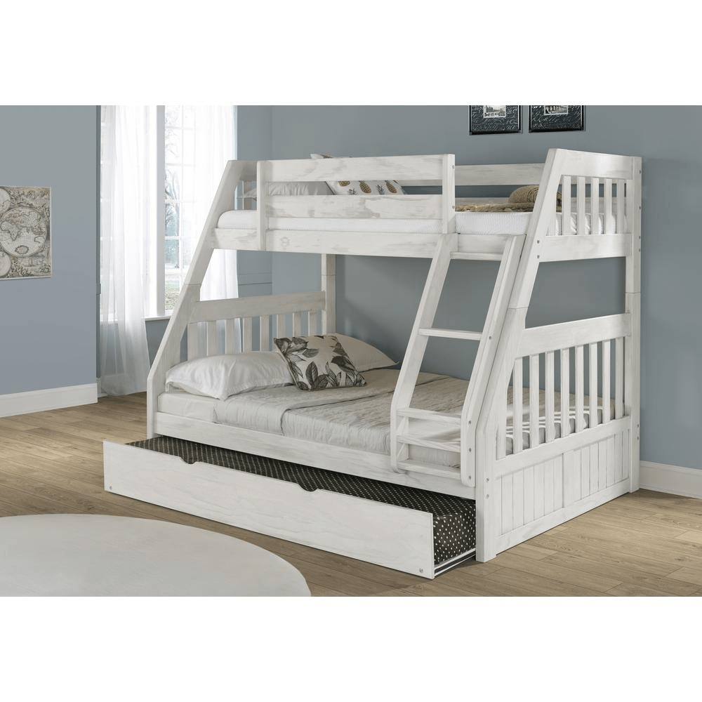 Solid Pine Twin/Full Bunk Bed with Twin Trundle - Mervyns