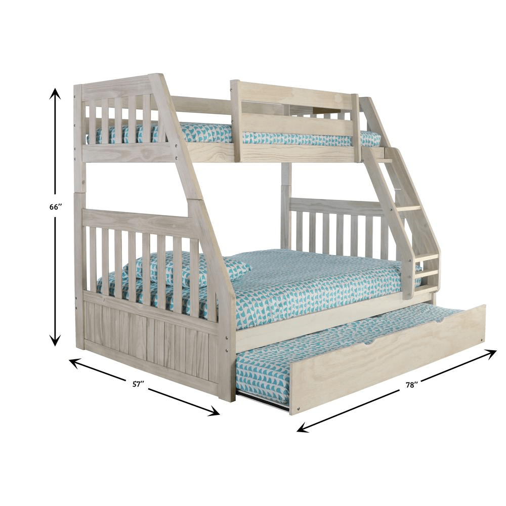 Solid Pine Twin/Full Bunk Bed with Twin Trundle - Mervyns