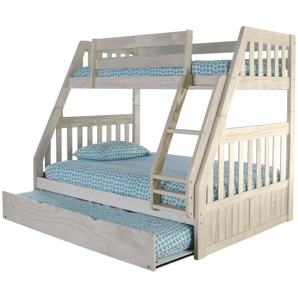 Solid Pine Twin/Full Bunk Bed with Twin Trundle - Mervyns