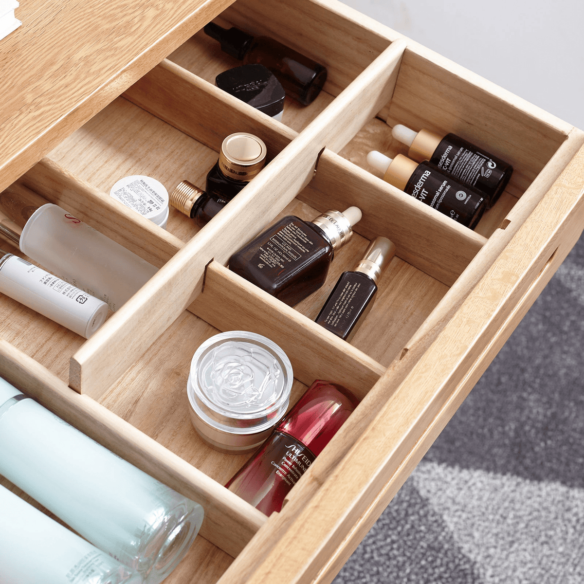 Solid Wood Oak Bistro Table Desk with Storage Drawer and Natural Finish, 60cm Width - Mervyns