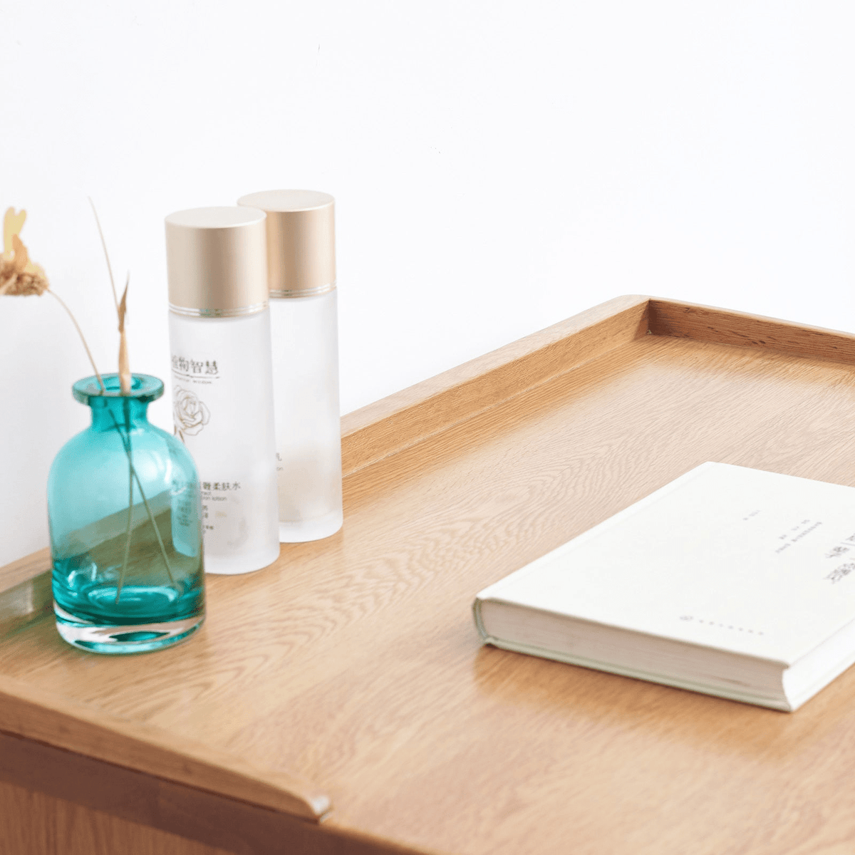 Solid Wood Oak Bistro Table Desk with Storage Drawer and Natural Finish, 60cm Width - Mervyns