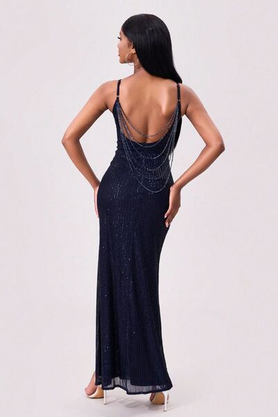 Split Sequin Backless Maxi Cami Dress - Mervyns