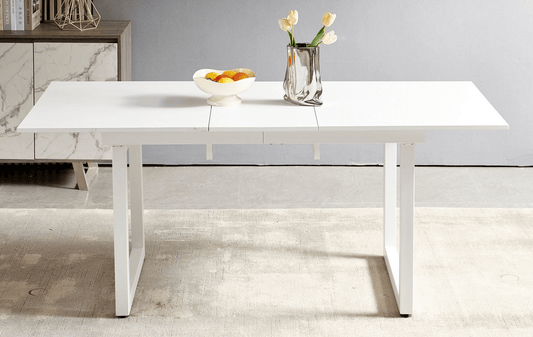 Square Extendable Dining Table with Metal Legs, Modern Space-Saving Kitchen Table - Mervyns