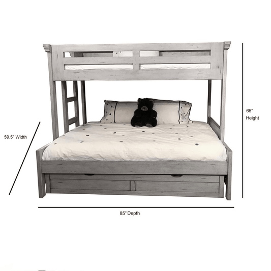 Stonebrook Twin Over Full 3/3 Over 4/6 Bunkbed - Light Distressed Antique Gray - Mervyns