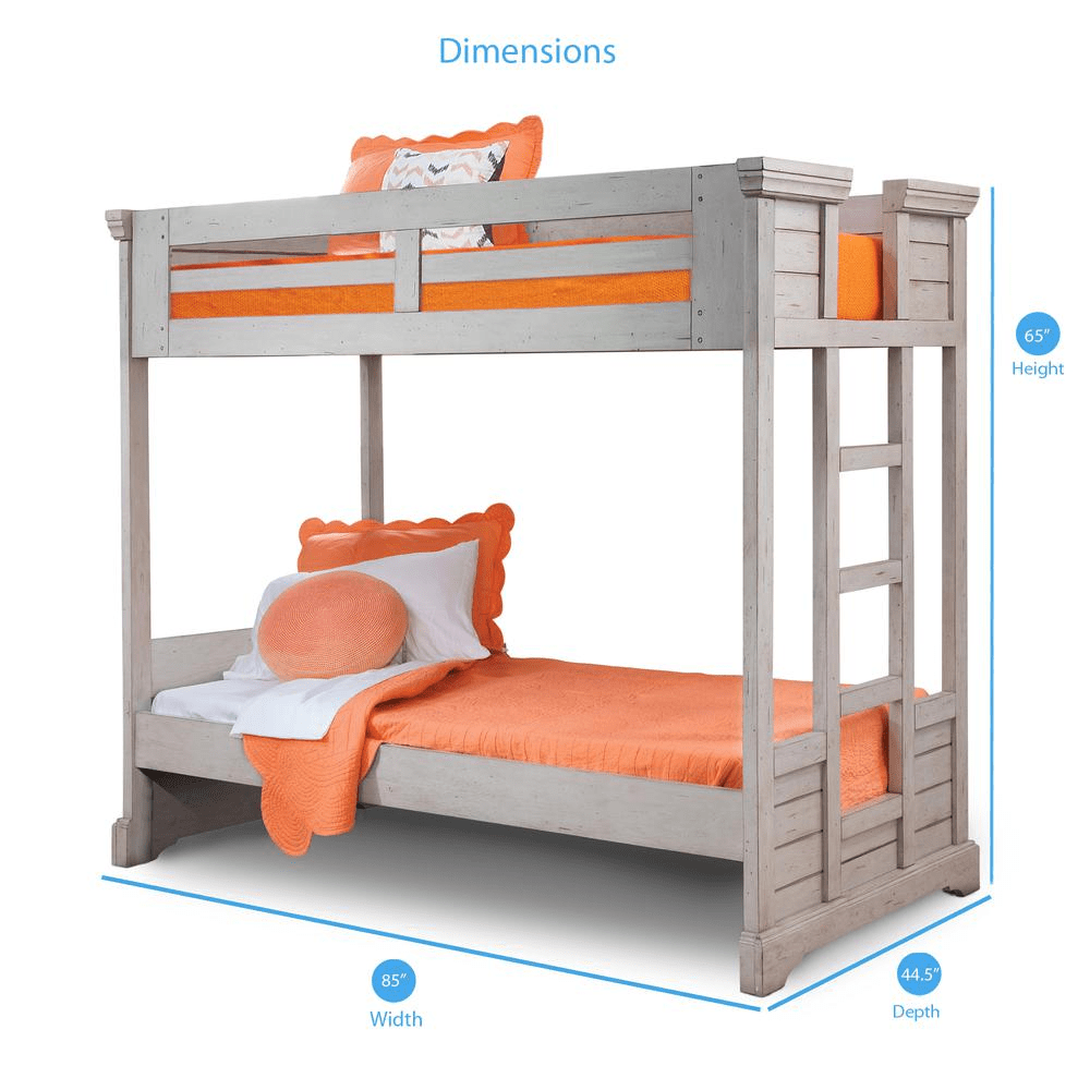 Stonebrook Twin Over Twin 3/3 over 3/3 Bunkbed - Light Distressed Antique Gray - Mervyns