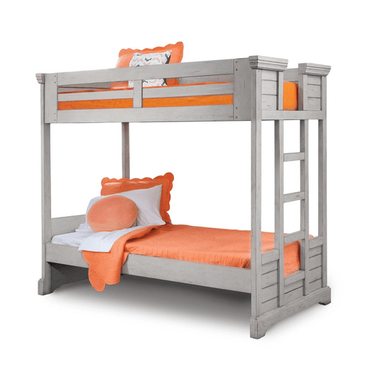 Stonebrook Twin Over Twin 3/3 over 3/3 Bunkbed - Light Distressed Antique Gray - Mervyns