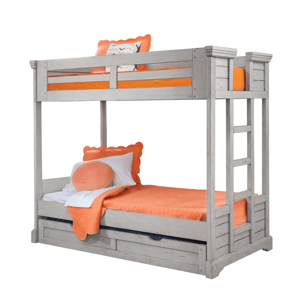 Stonebrook Twin Over Twin 3/3 over 3/3 Bunkbed - Light Distressed Antique Gray - Mervyns