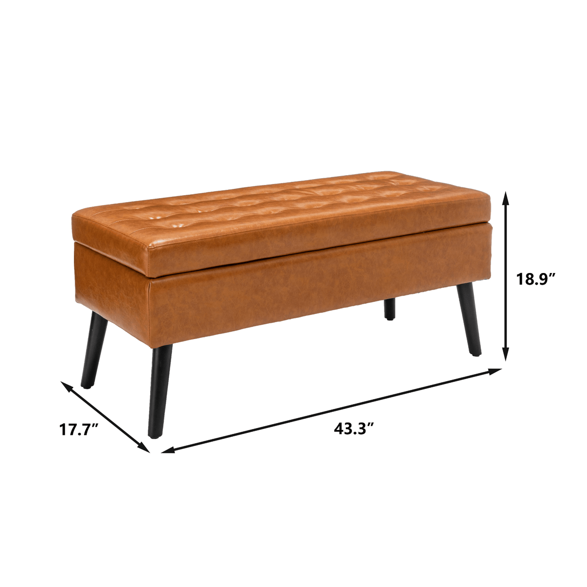 Storage Bench with Storage Bench for Bedroom End of Bed Bench Foot of Bed Bench Entryway Bench Storage Ottoman Bench 43.3' W x 17.7' Brown Leather Bench - Mervyns