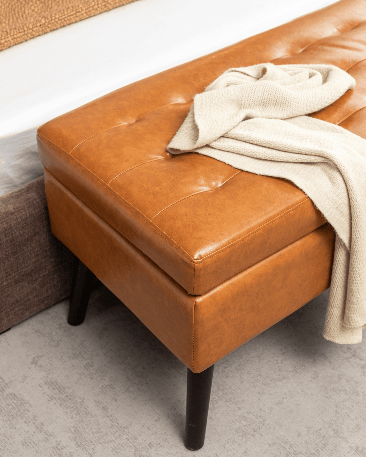 Storage Bench with Storage Bench for Bedroom End of Bed Bench Foot of Bed Bench Entryway Bench Storage Ottoman Bench 43.3' W x 17.7' Brown Leather Bench - Mervyns
