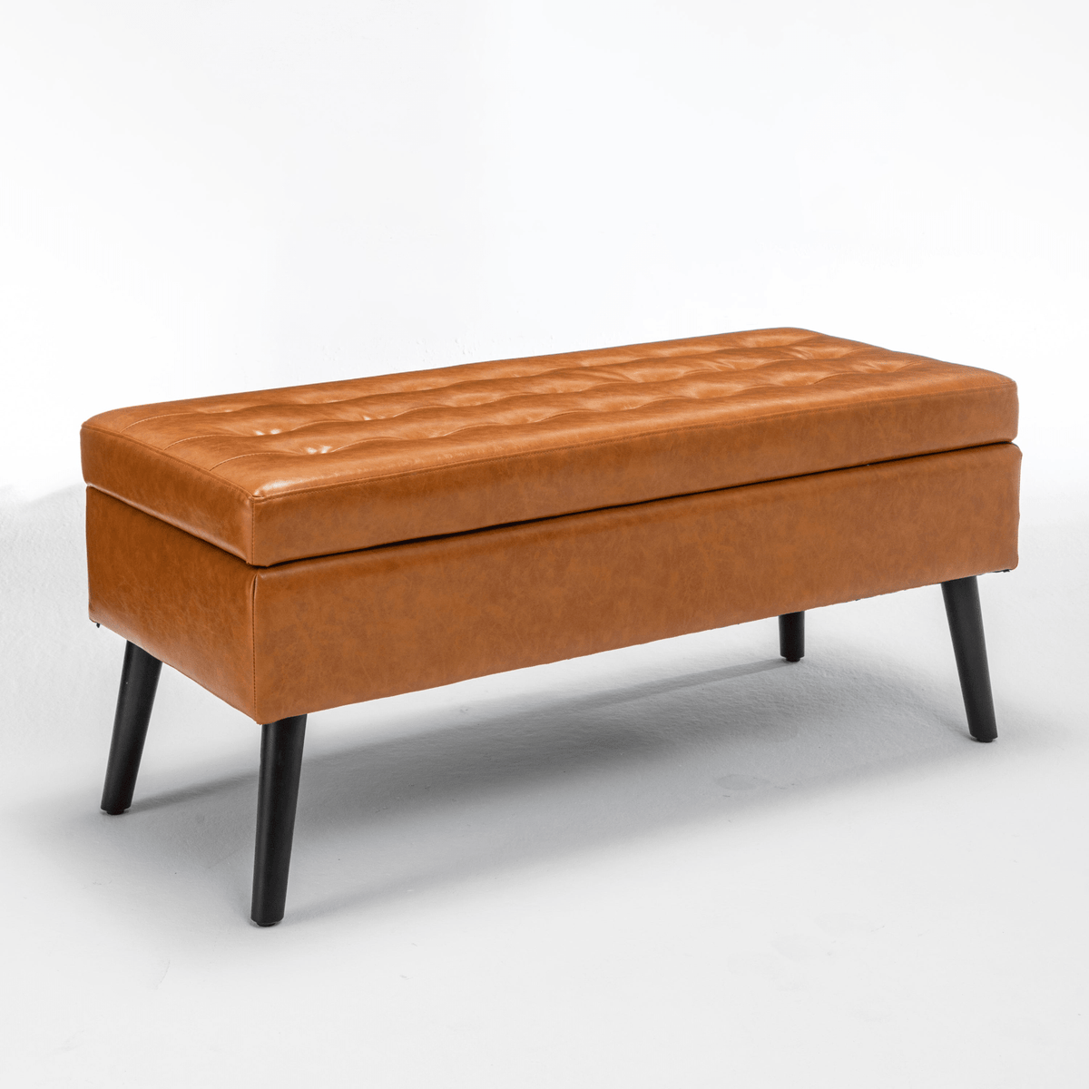 Storage Bench with Storage Bench for Bedroom End of Bed Bench Foot of Bed Bench Entryway Bench Storage Ottoman Bench 43.3' W x 17.7' Brown Leather Bench - Mervyns
