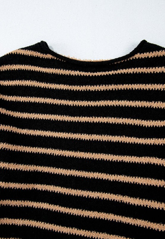 Stripe Drop Shoulder Round Neck Sweater - Mervyns