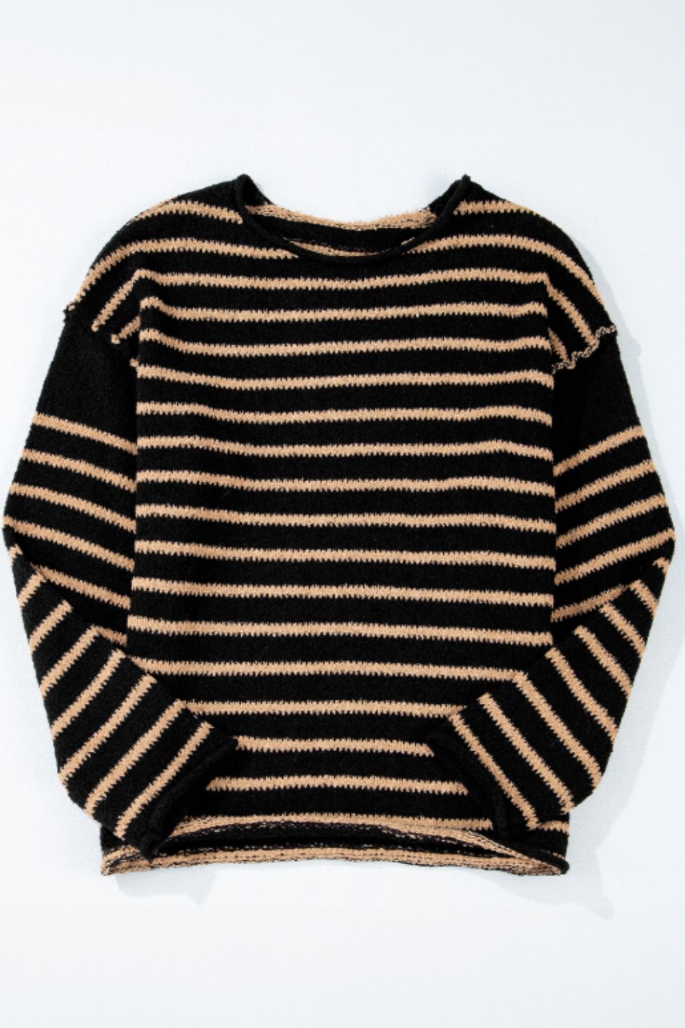Stripe Drop Shoulder Round Neck Sweater - Mervyns