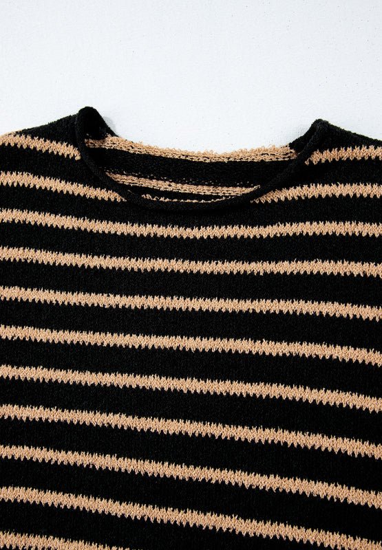Stripe Drop Shoulder Round Neck Sweater - Mervyns