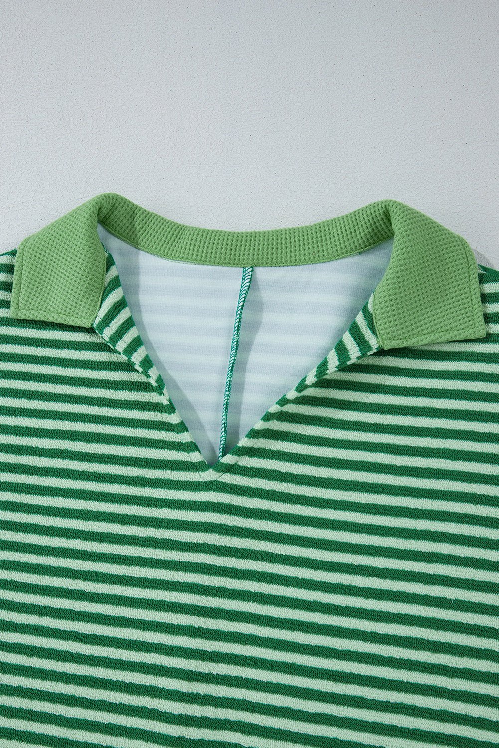 Stripe Johnny Collar Long Sleeve Top - Mervyns