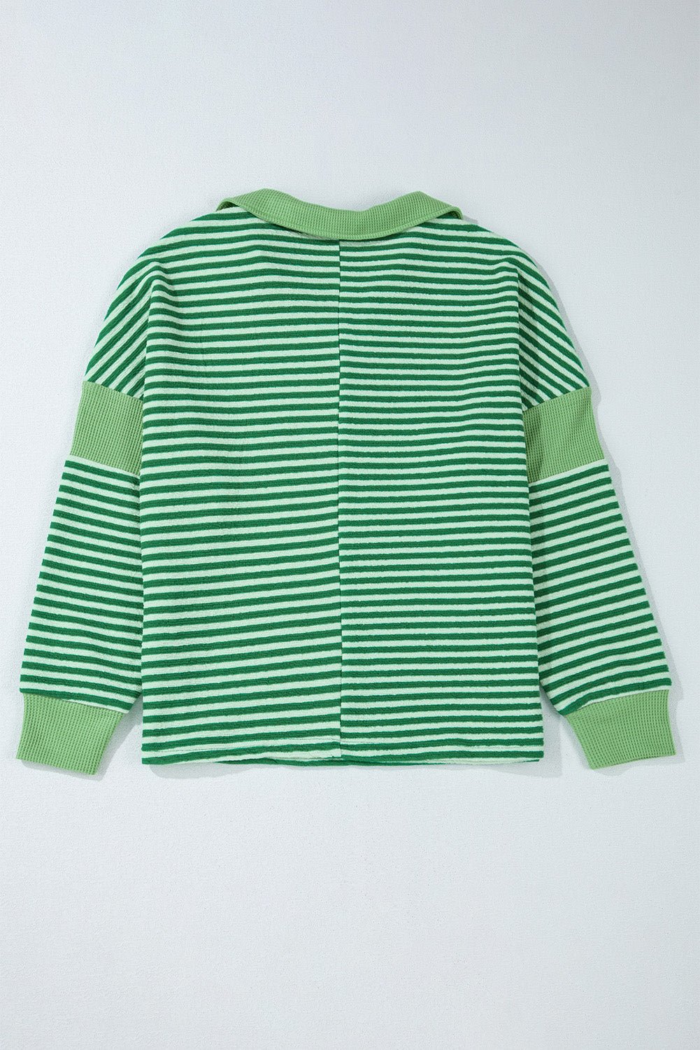 Stripe Johnny Collar Long Sleeve Top - Mervyns