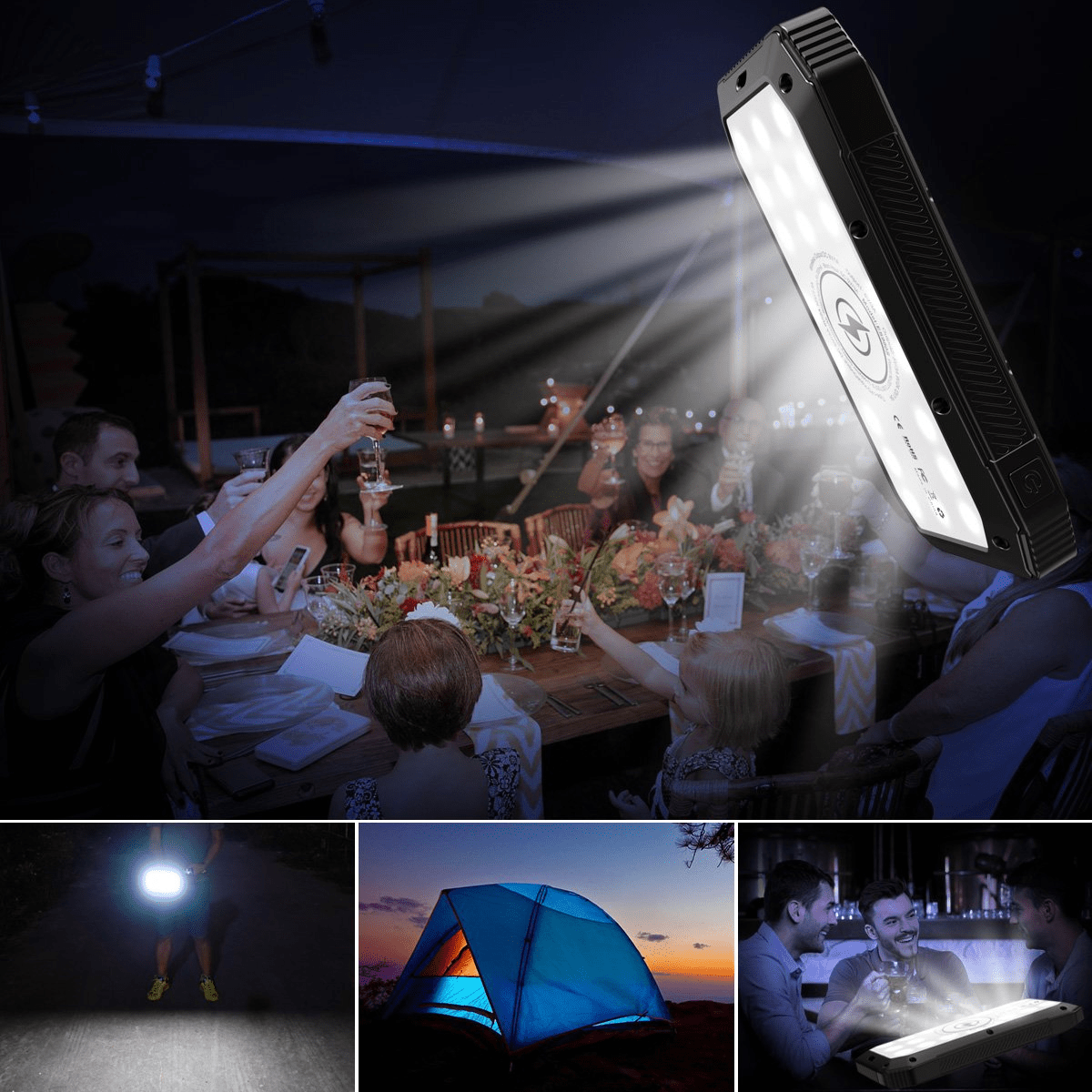 Sun Chaser Mini Solar Powered Wireless Phone Charger 10,000 mAh With LED Flood Light - Mervyns