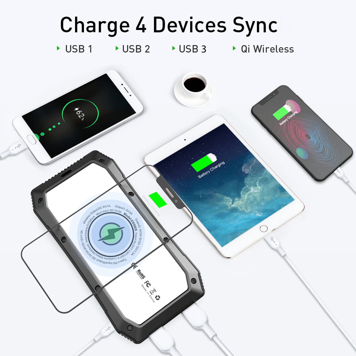 Sun Chaser Mini Solar Powered Wireless Phone Charger 10,000 mAh With LED Flood Light - Mervyns