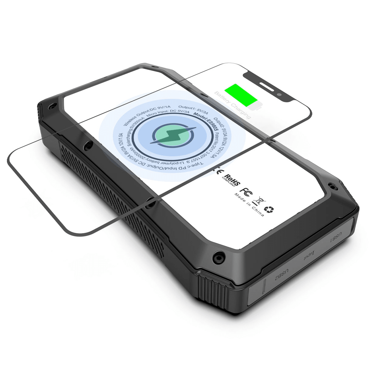 Sun Chaser Mini Solar Powered Wireless Phone Charger 10,000 mAh With LED Flood Light - Mervyns