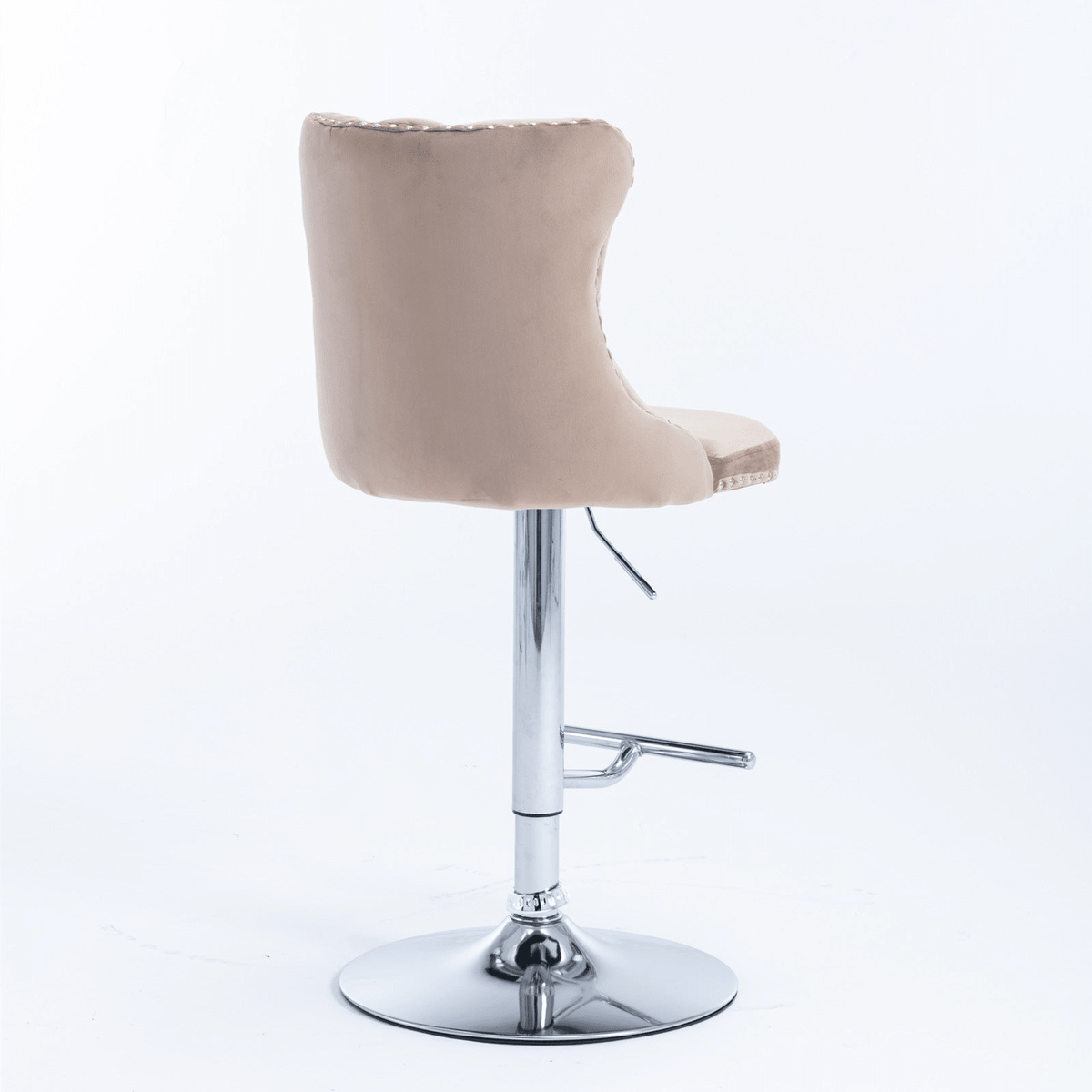 Swivel Velvet Barstools Adjustable 25–33in Height, Upholstered Chrome Base, Tufted Back - Mervyns