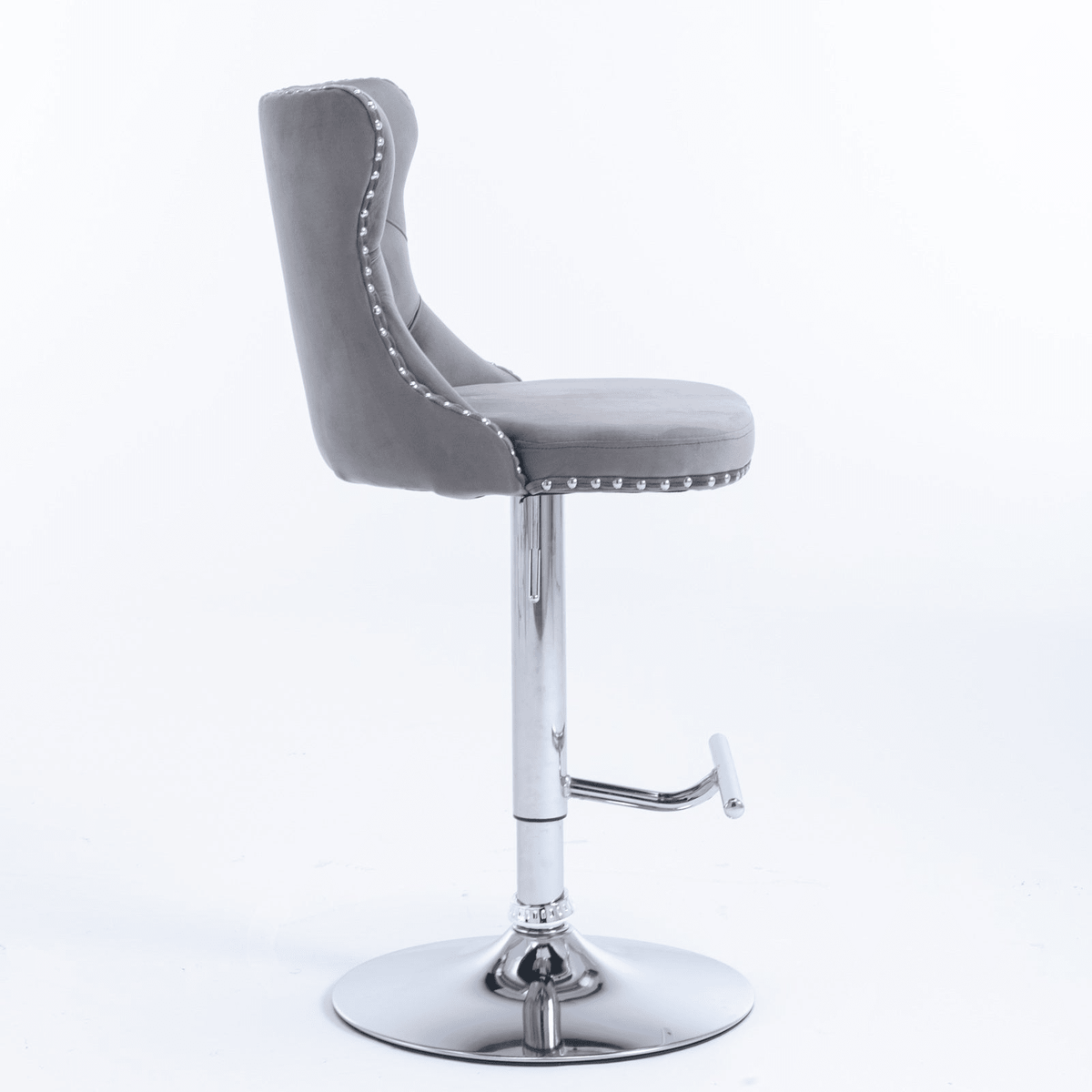 Swivel Velvet Barstools Adjustable 25–33in Height, Upholstered Chrome Base, Tufted Back - Mervyns