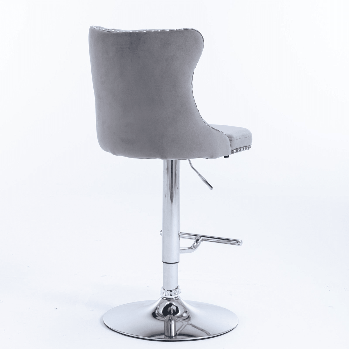 Swivel Velvet Barstools Adjustable 25–33in Height, Upholstered Chrome Base, Tufted Back - Mervyns
