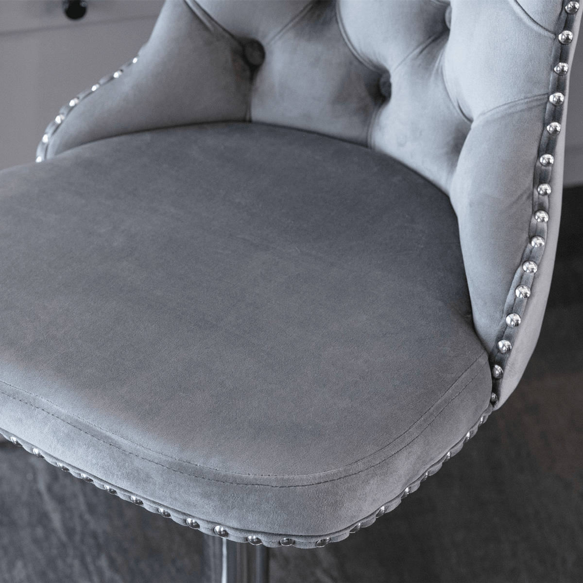 Swivel Velvet Barstools Adjustable 25–33in Height, Upholstered Chrome Base, Tufted Back - Mervyns