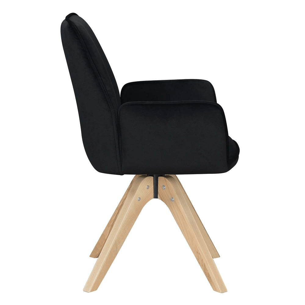 Take a Seat Miranda Swivel Accent Chair, Velvet Black/Natural Wood - Mervyns