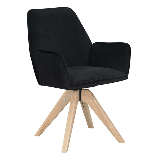 Take a Seat Miranda Swivel Accent Chair, Velvet Black/Natural Wood - Mervyns