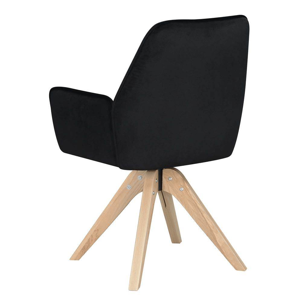 Take a Seat Miranda Swivel Accent Chair, Velvet Black/Natural Wood - Mervyns