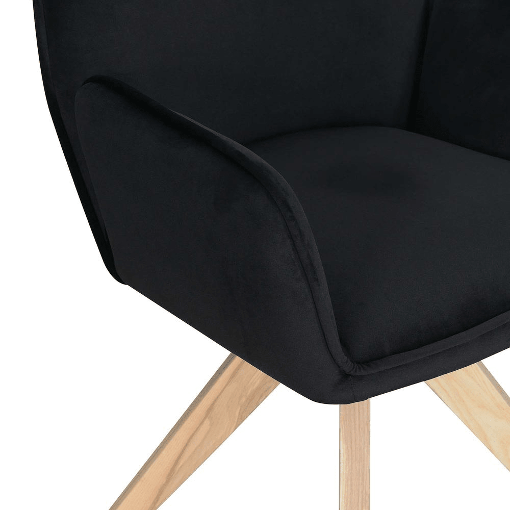Take a Seat Miranda Swivel Accent Chair, Velvet Black/Natural Wood - Mervyns