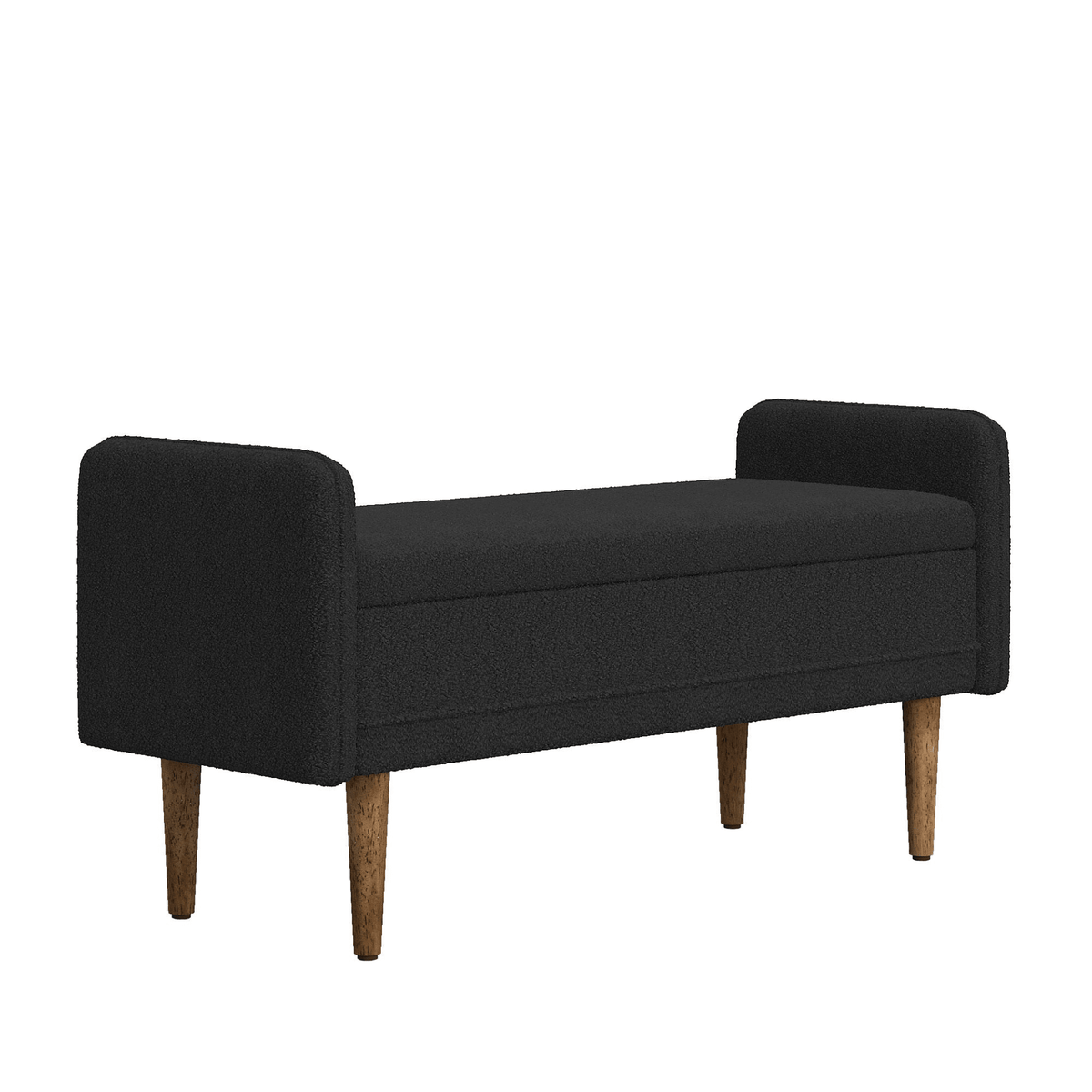 Teddy velvet storage stool, ,with storage space, suitable for apartments, living rooms and bedrooms-BLACK(45.98'*16.75'*21.75') - Mervyns
