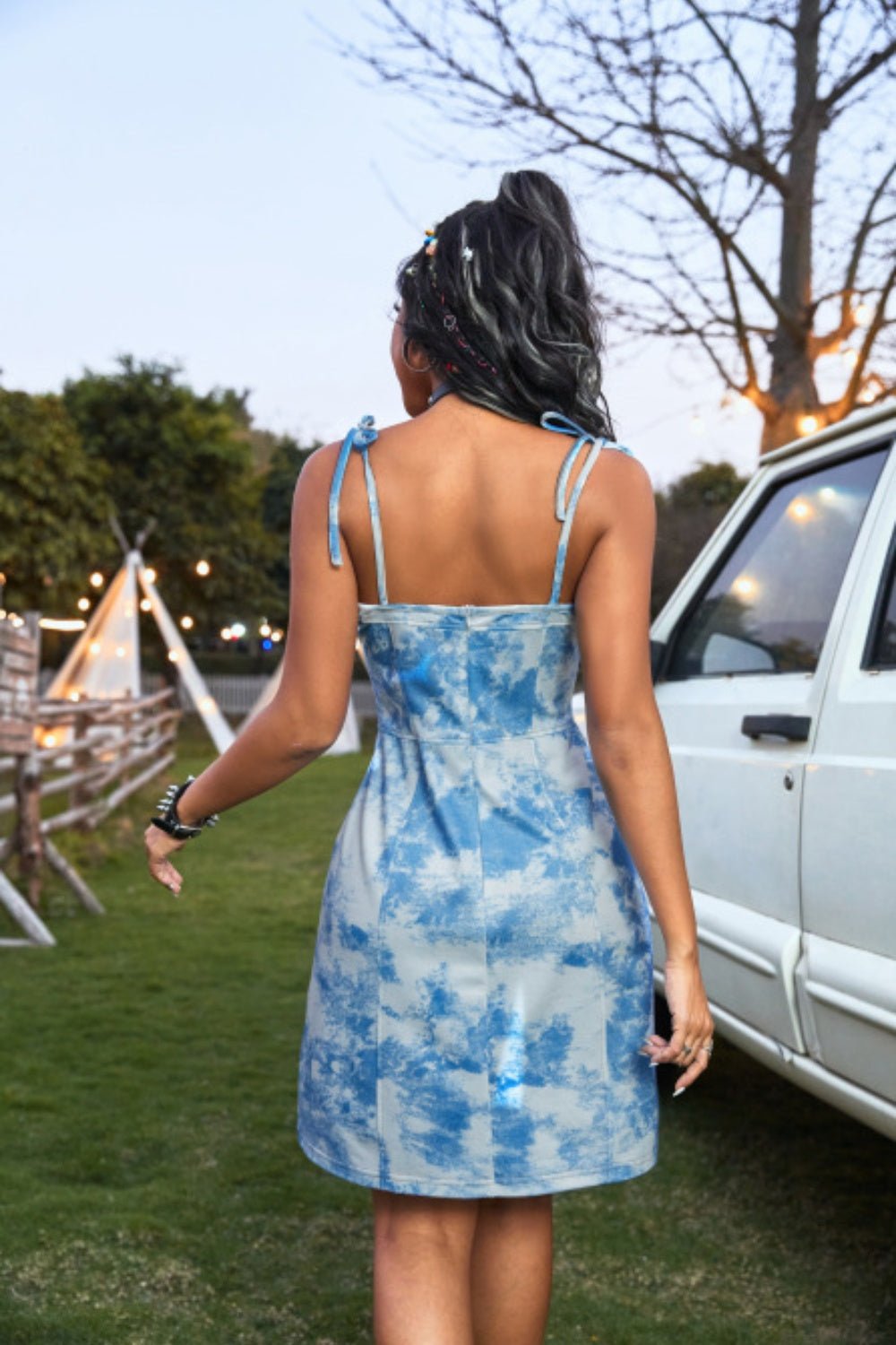 Tied Tie-Dye Sleeveless Mini Cami Dress - Mervyns