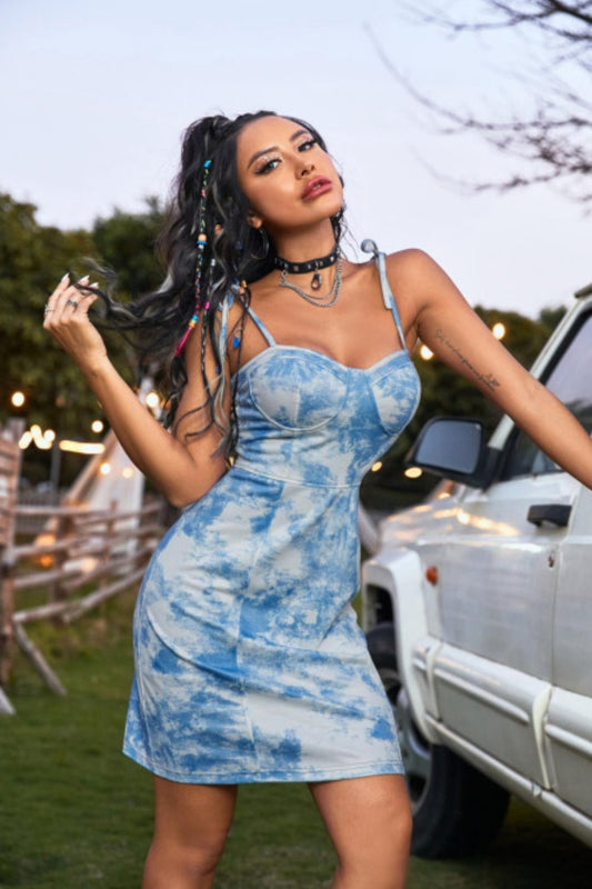 Tied Tie-Dye Sleeveless Mini Cami Dress - Mervyns