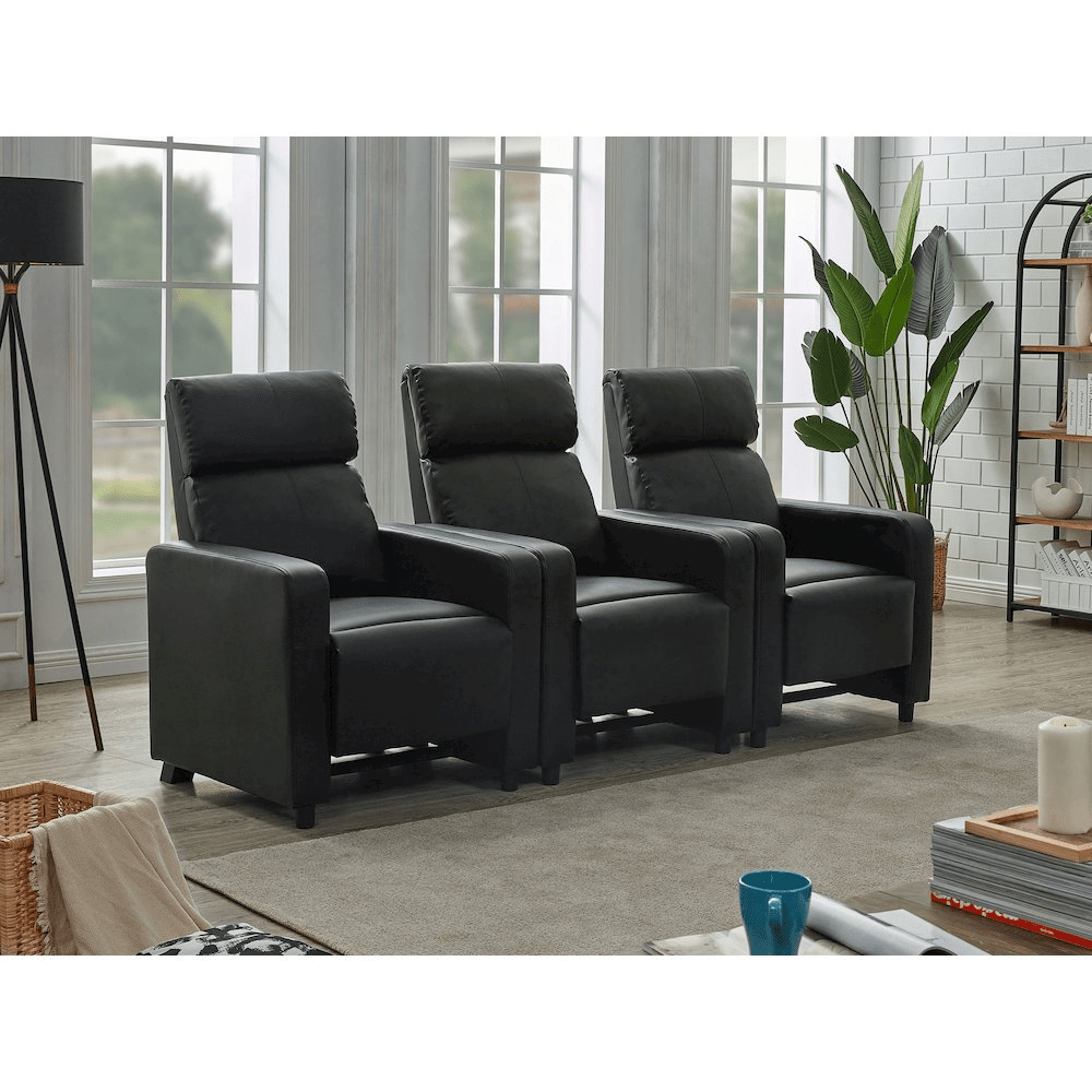 Toohey Upholstered Tufted Recliner Living Room Set Black - Mervyns