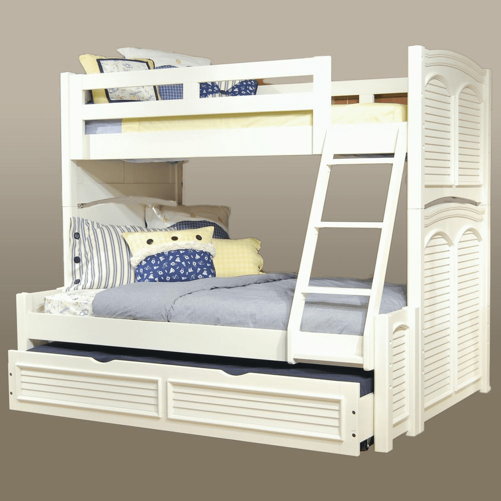 Twin Over Full 3/3 over 4/6 Bunkbed - with trundle - White Cottage - Mervyns