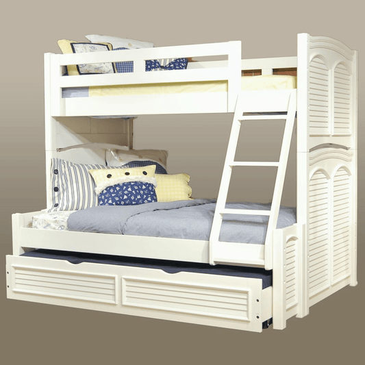 Twin Over Full 3/3 over 4/6 Bunkbed - with trundle - White Cottage - Mervyns