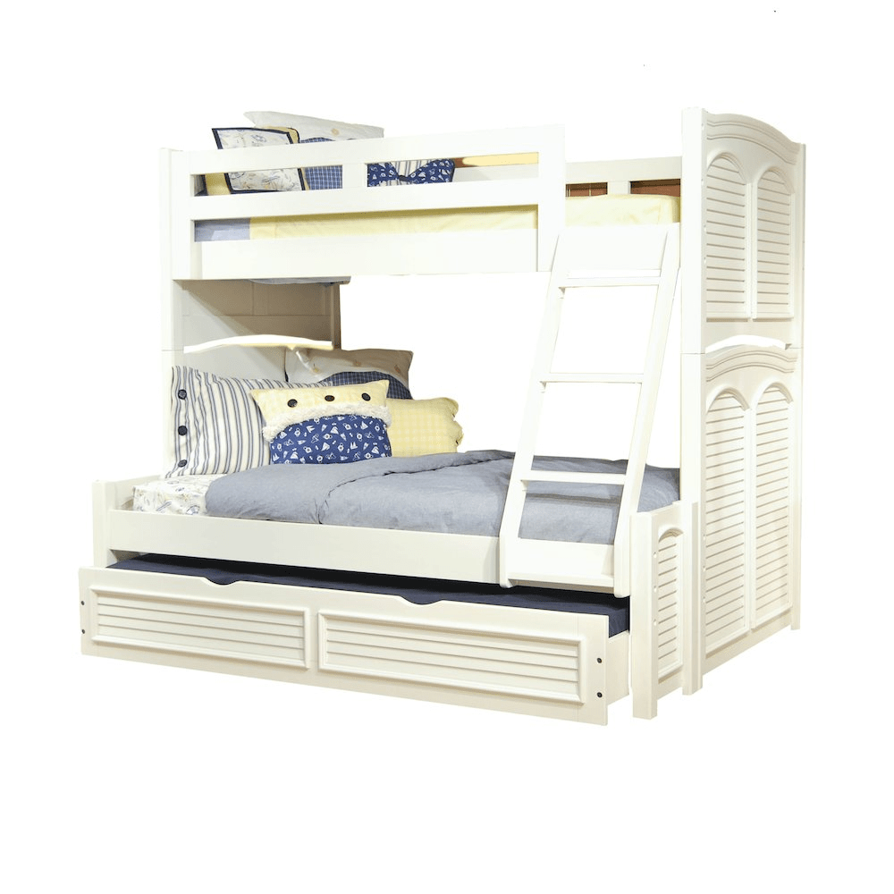 Twin Over Full 3/3 over 4/6 Bunkbed - with trundle - White Cottage - Mervyns