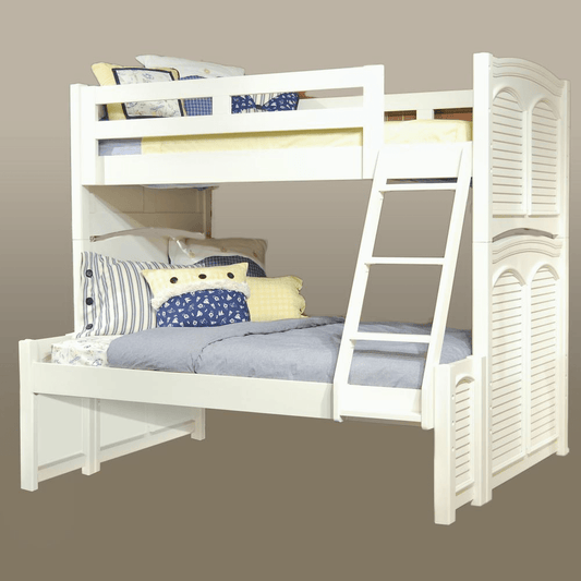 Twin Over Full 3/3 over 4/6 Bunkbed - without trundle - White Cottage - Mervyns