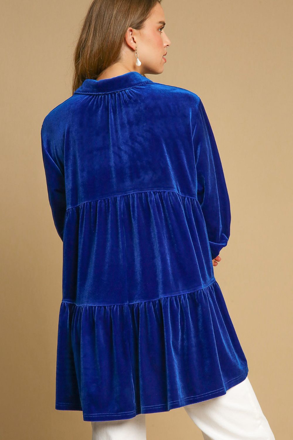 Umgee Button Down Tiered Back High Low Shirt - Mervyns