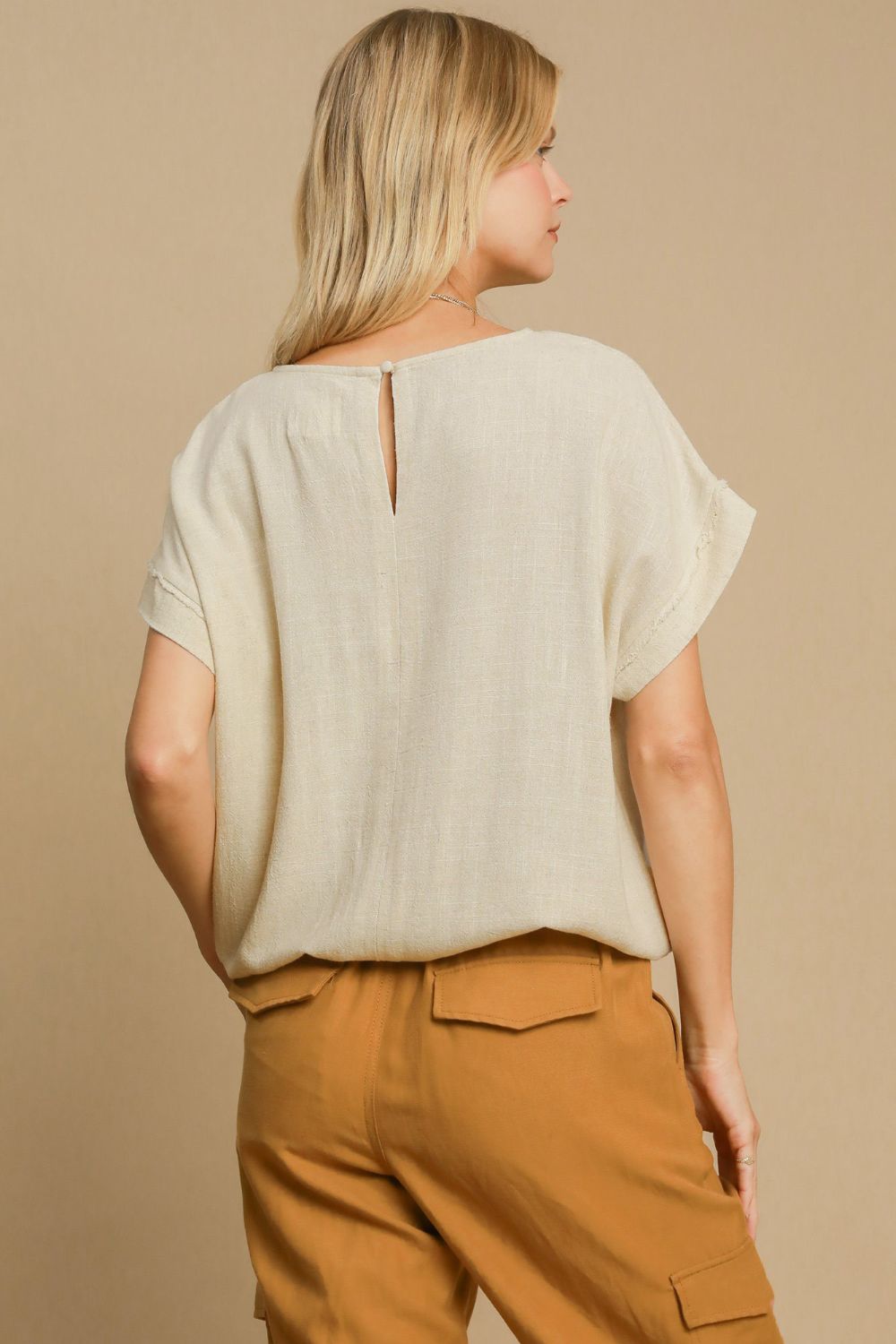 Umgee Drawstring Hem Round Neck Short Sleeve T-Shirt - Mervyns