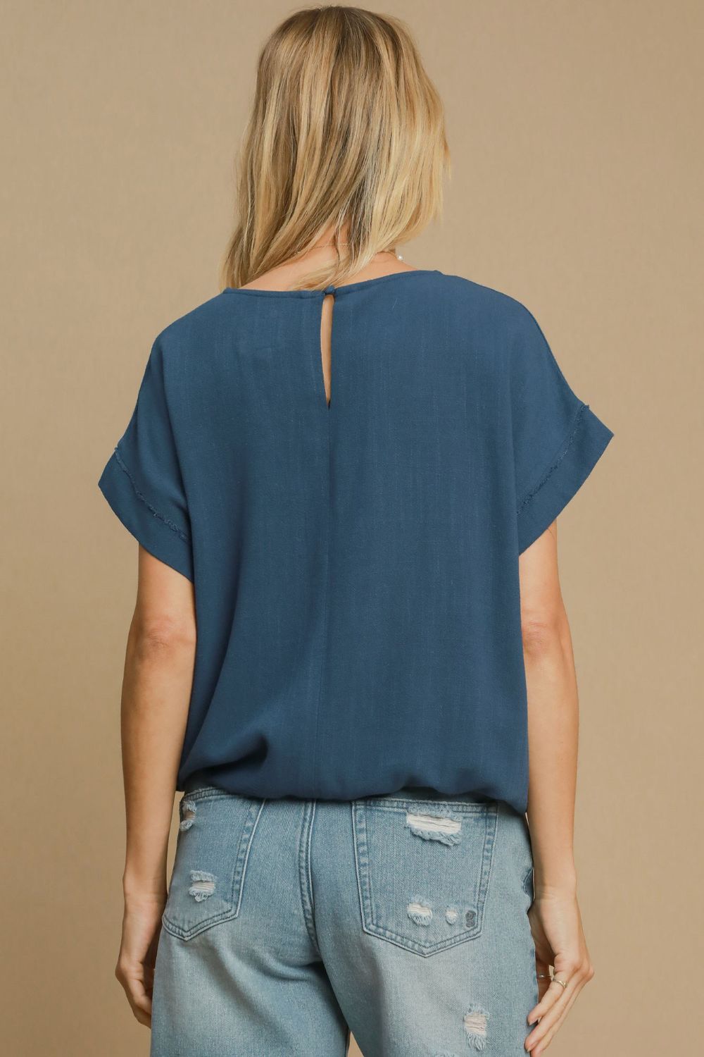 Umgee Drawstring Hem Round Neck Short Sleeve T-Shirt - Mervyns