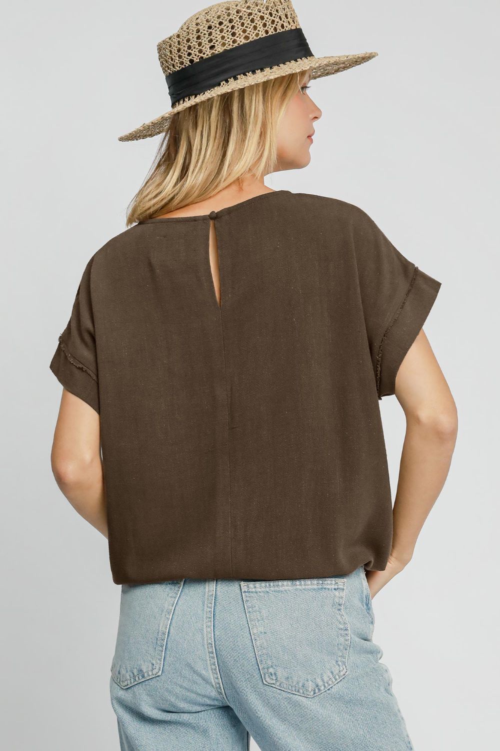Umgee Drawstring Hem Round Neck Short Sleeve T-Shirt - Mervyns