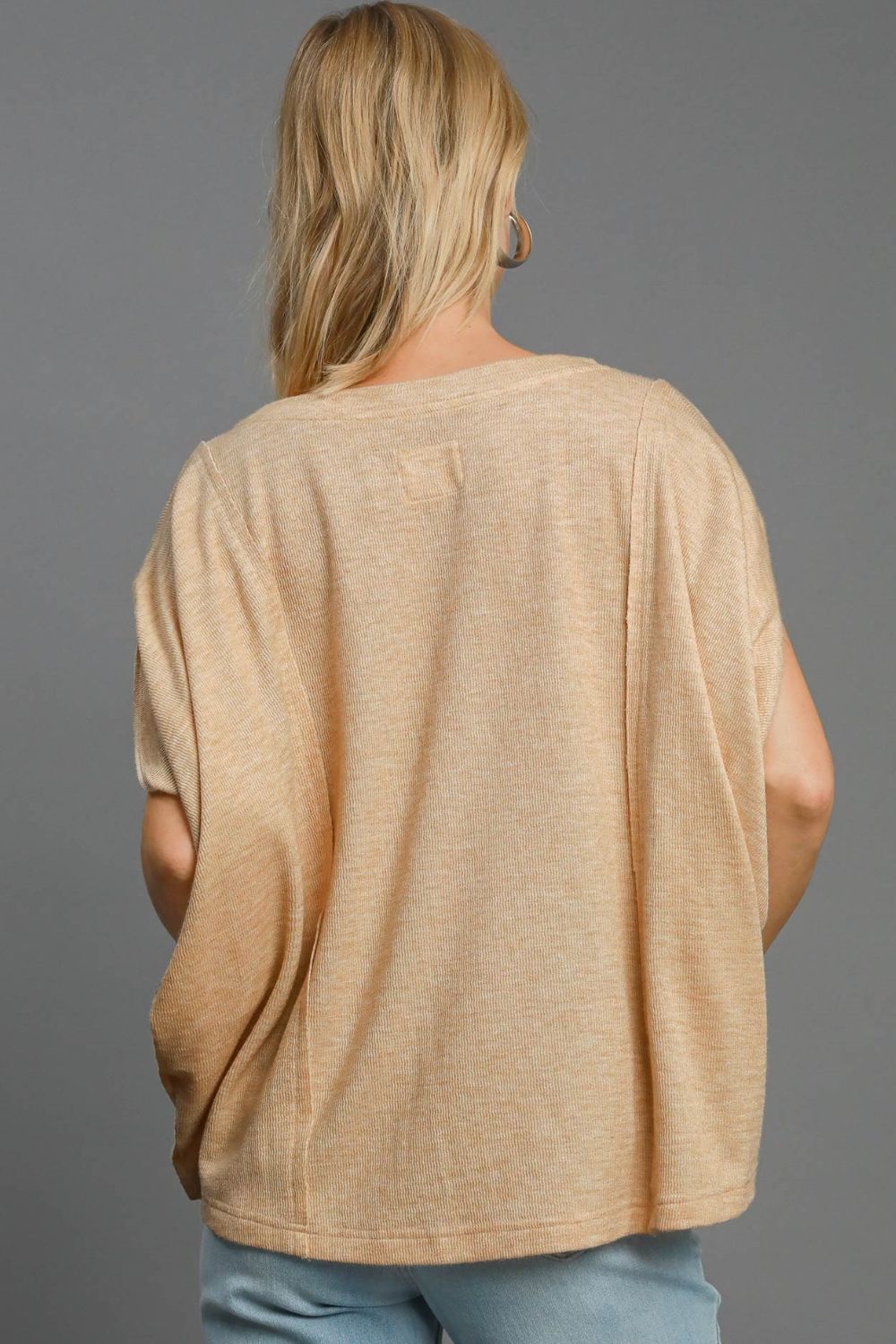 Umgee Exposed Seam Round Neck Batwing Sleeve Knit Top - Mervyns