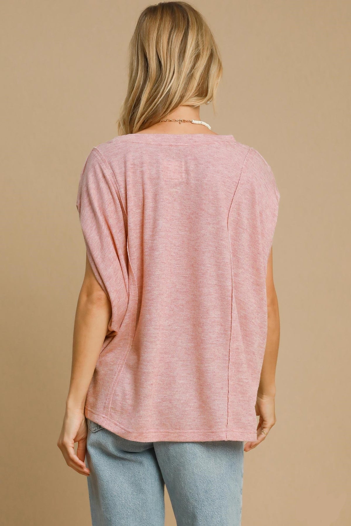 Umgee Exposed Seam Round Neck Batwing Sleeve Knit Top - Mervyns