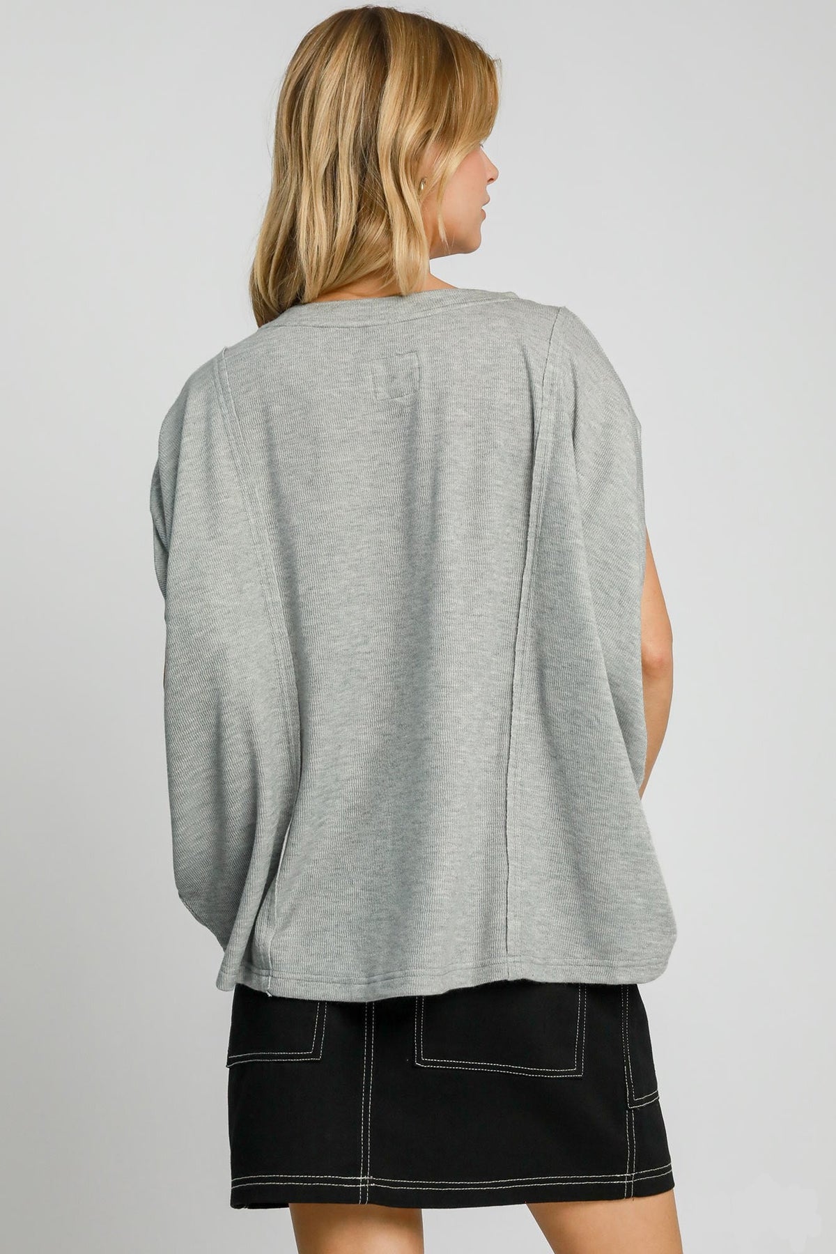 Umgee Exposed Seam Round Neck Batwing Sleeve Knit Top - Mervyns