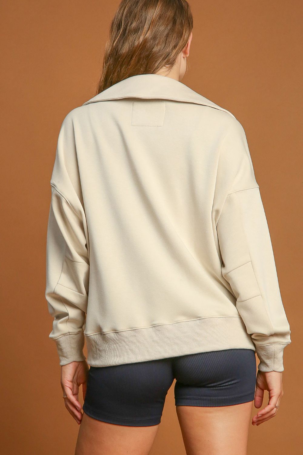 Umgee Johnny Collar Dropped Shoulder Sweatshirt - Mervyns