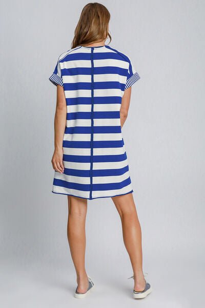 Umgee Peace Applique Striped Short Sleeve Mini Dress - Mervyns