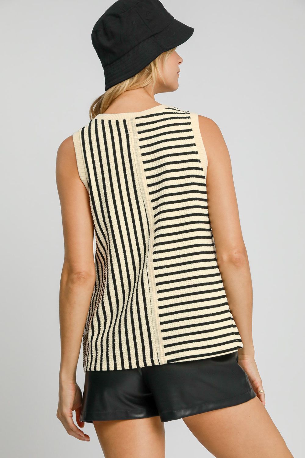 Umgee Round Neck Texture Striped Tank - Mervyns